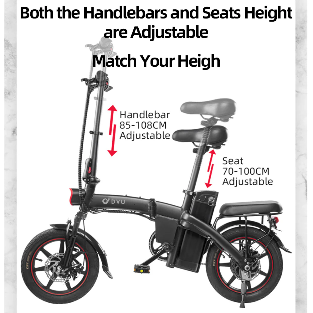 DYU A5 14 Inch Full Foldable Electric Bike - Image 8